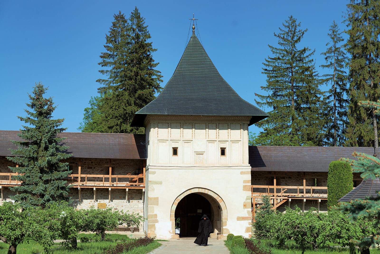 The Eminescu Tower. View from inside the monastery precincts.