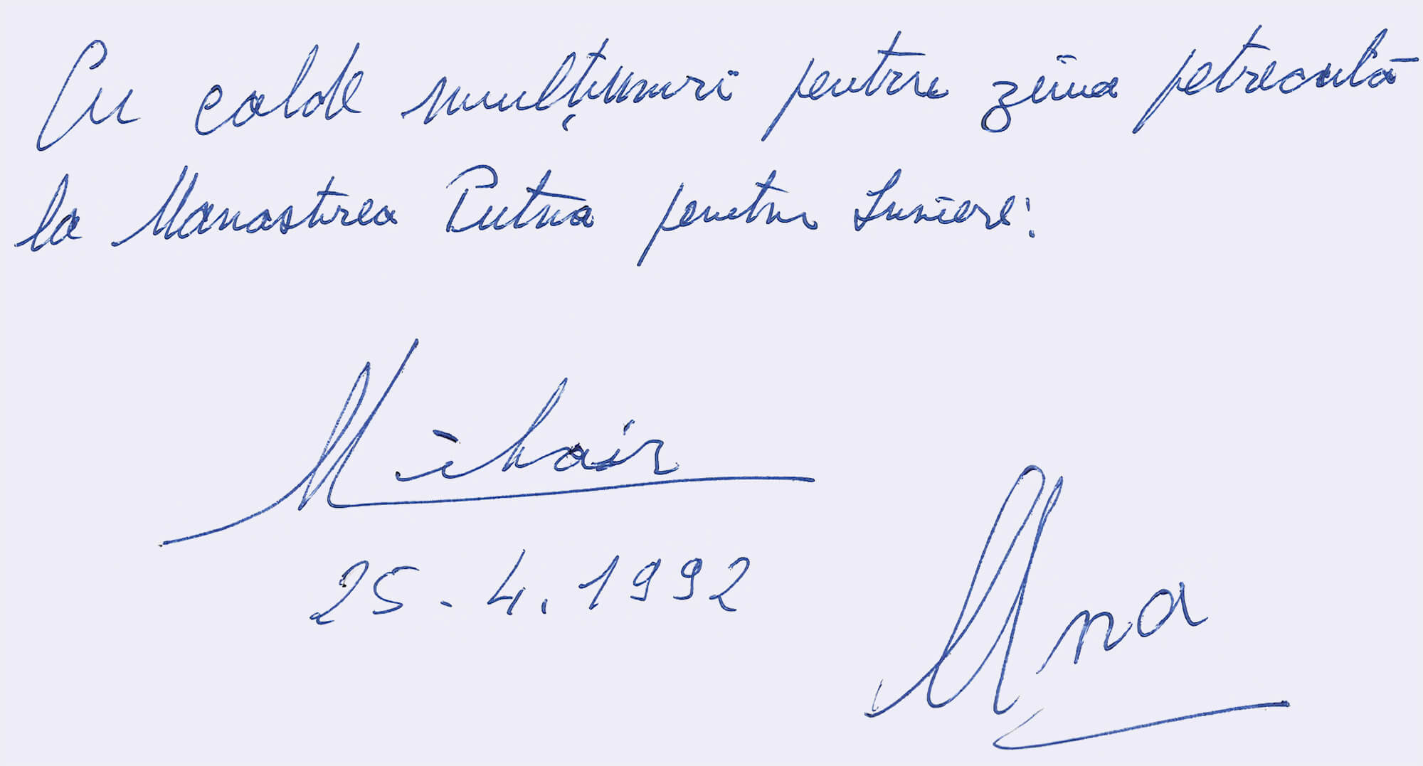 Signatures of King Michael and Queen Anne of Romania.